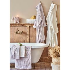 CORDELIA 3D NAKIŞLI LİLA OFFWHITE BAMBU AİLE SETİ