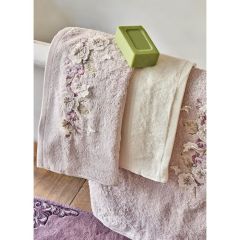 CORDELIA 3D NAKIŞLI LİLA OFFWHITE BAMBU AİLE SETİ