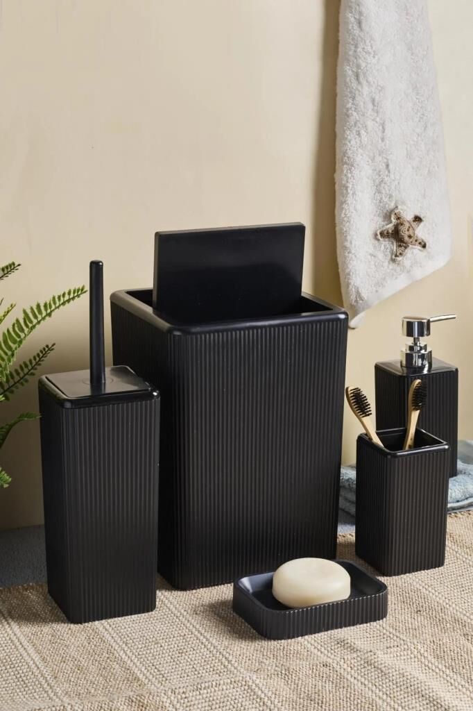 PEROTTİ PALERMO SİYAH KARE 5'Lİ BANYO SETİ