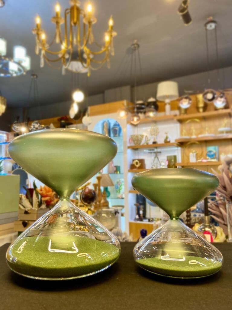 YEŞİL ŞEFFAF 2'Lİ KUM SAATİ/DEKOR