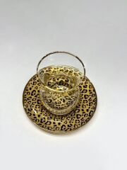 LEOPAR DESEN YALDIZLI TEK KİŞİLİK ÇAY SETİ
