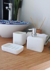 MARBLE BEYAZ GÜMÜŞ 3 PARÇA BANYO SETİ