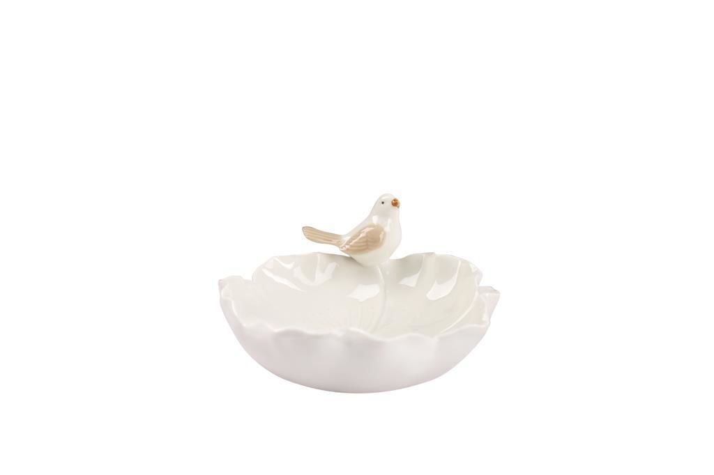BEYAZ KUŞLU ÇİÇEK DEKOR/TABAK 15CM
