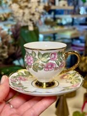 PEMBE ALTIN TEK KİŞİLİK TÜRK KAHVESİ FİNCANI