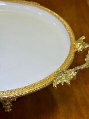 GOLD AYAKLI YUVARLAK SUNUM TABAK 25CM