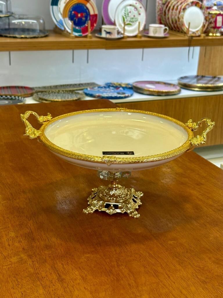 GOLD AYAKLI YUVARLAK SUNUM TABAK 25CM