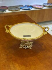 GOLD AYAKLI YUVARLAK SUNUM TABAK 25CM