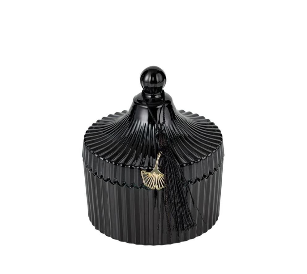 SİYAH CAM KAPAKLI MUMLUK 10X12CM