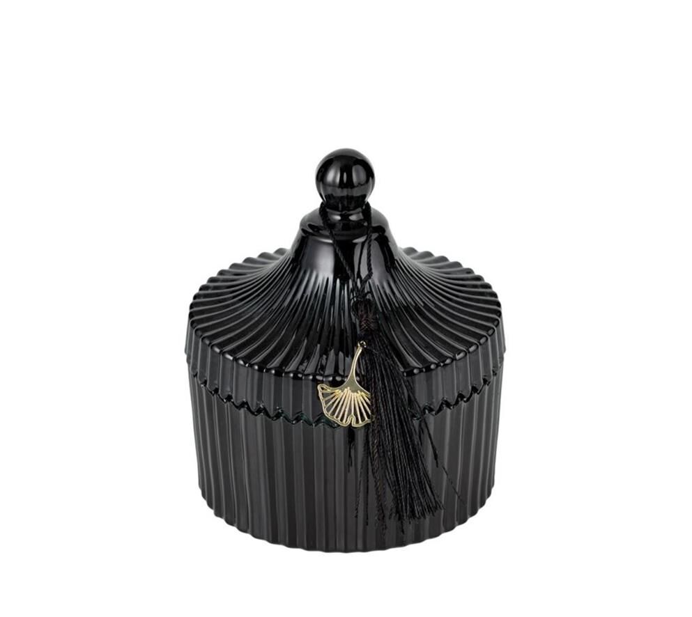 SİYAH CAM KAPAKLI MUMLUK 10X12CM