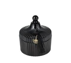 SİYAH CAM KAPAKLI MUMLUK 10X12CM