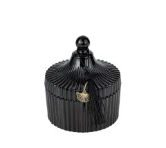 SİYAH CAM KAPAKLI MUMLUK 10X12CM