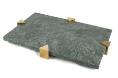 YEŞİL GOLD MERMER TEPSİ 36X24CM