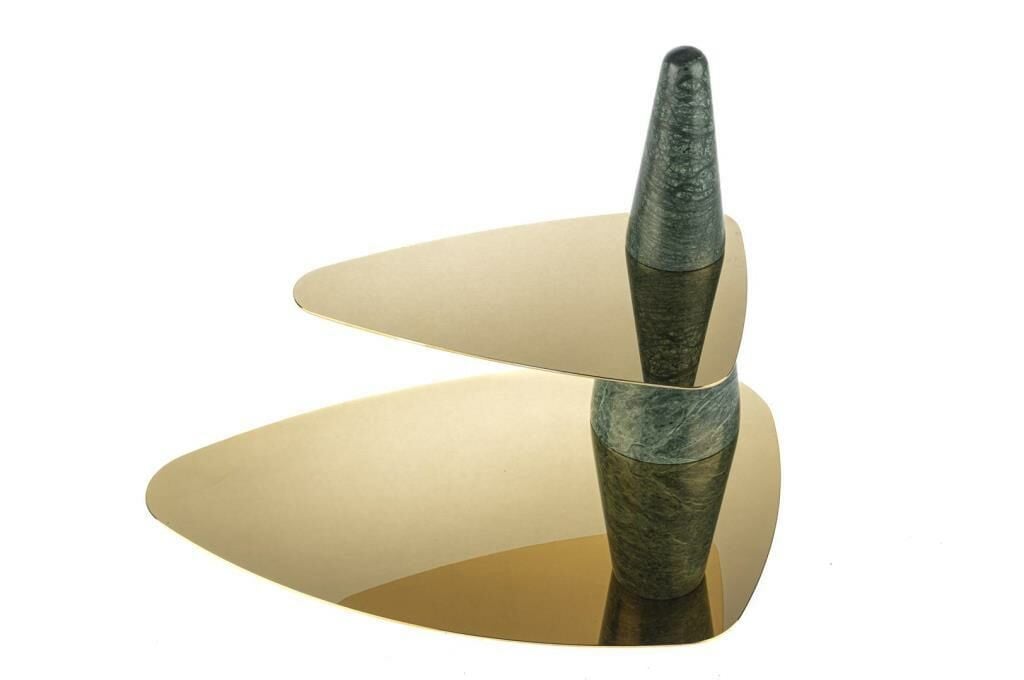 YEŞİL MERMERLİ GOLD 2 KATLI DEKOR STAND 30X20X31CM