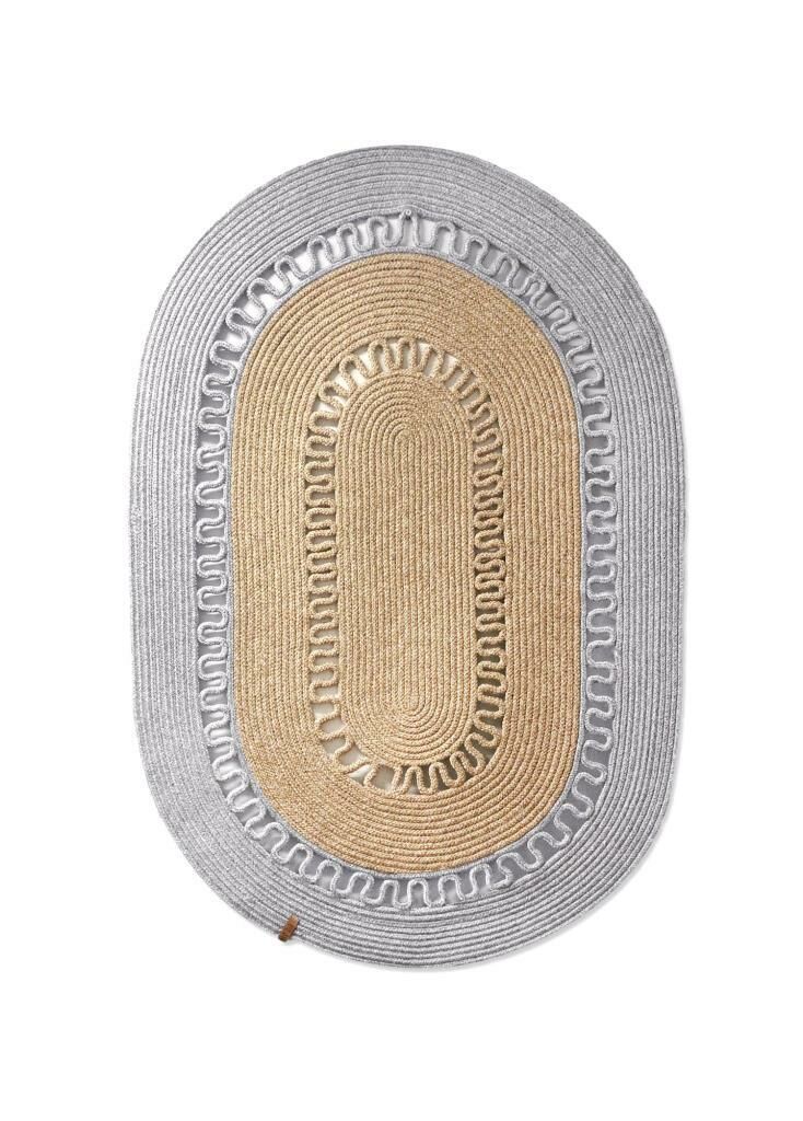 GRİ BAMBU JÜT OVAL HALI/PASPAS 120X80CM