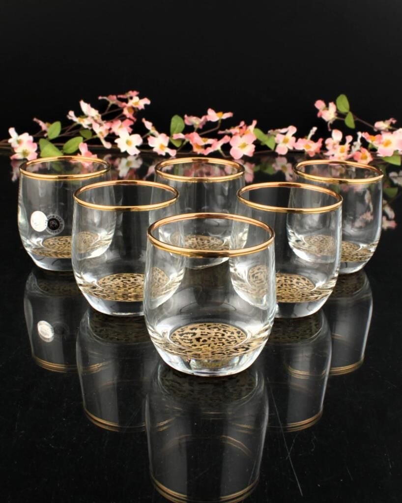 LEOPAR DESEN YALDIZLI 6'LI KISA BARDAK 230CC