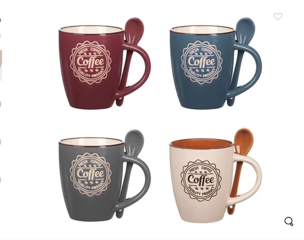 RENKLİ 4'LÜ KAŞIKLI KUPA 350ML