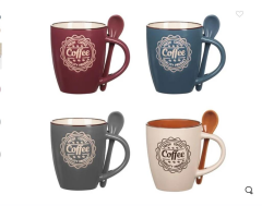 RENKLİ 4'LÜ KAŞIKLI KUPA 350ML