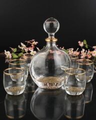 LEOPAR DESEN YALDIZLI 7 PARÇA BARDAK/VİSKİ TAKIMI