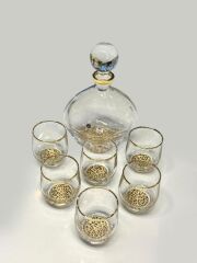 LEOPAR DESEN YALDIZLI 7 PARÇA BARDAK/VİSKİ TAKIMI