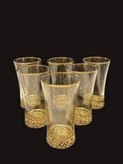 LEOPAR DESEN YALDIZLI 6'LI UZUN BARDAK 340CC