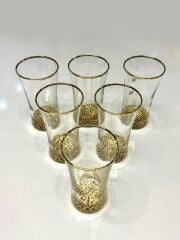 LEOPAR DESEN YALDIZLI 6'LI UZUN BARDAK 340CC