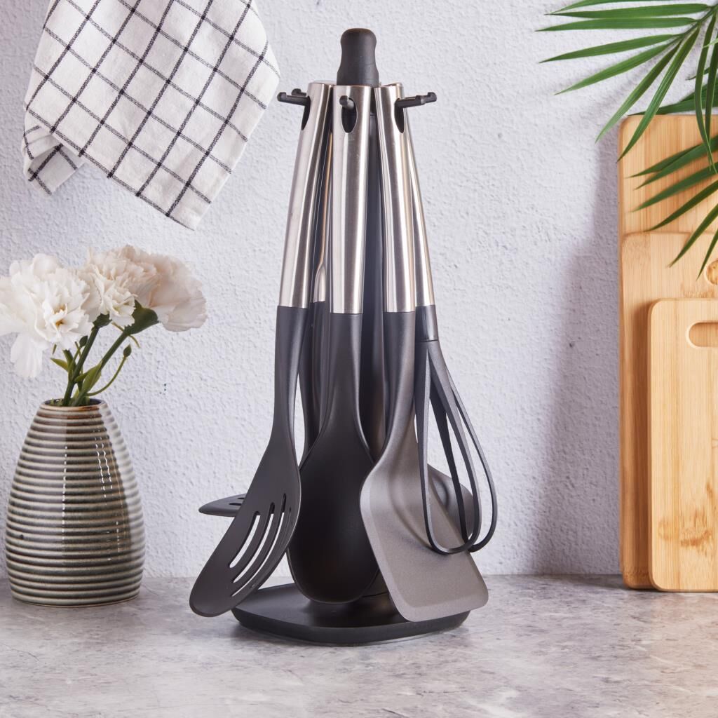 STEEL GRİ 7 PARÇA STANDLI SERVİS SETİ