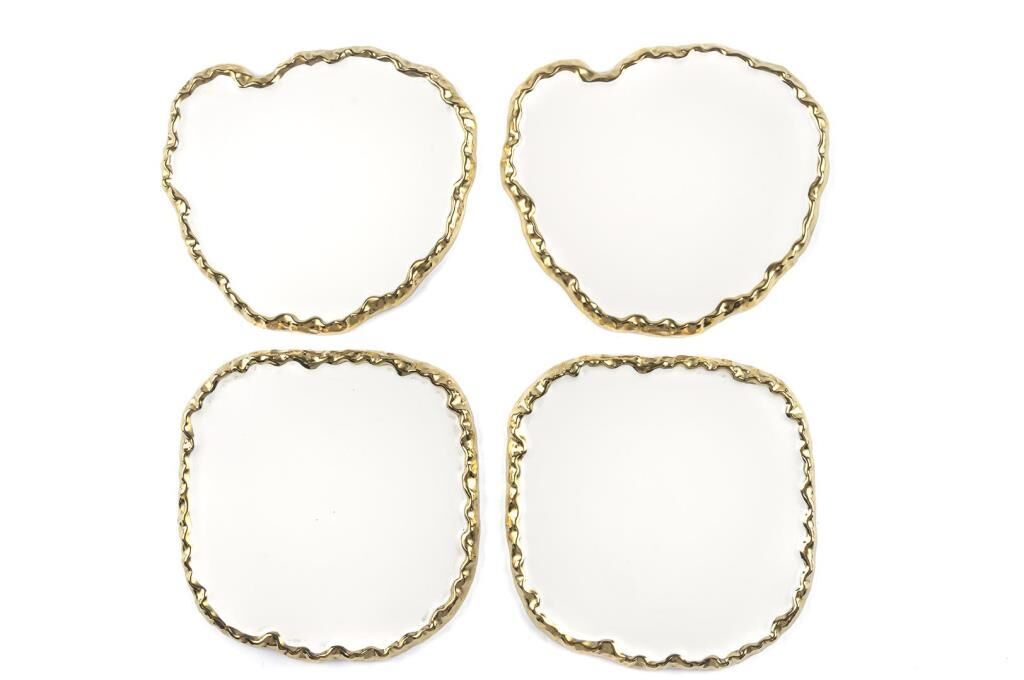 BEYAZ GOLD PORSELEN 4'LÜ SERVİS TABAK 14X13CM