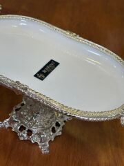 GÜMÜŞ AYAKLI OVAL SUNUM TABAK 25X15CM