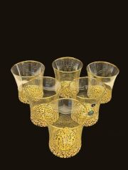 LEOPAR DESEN YALDIZLI 6'LI KISA BARDAK 240CC