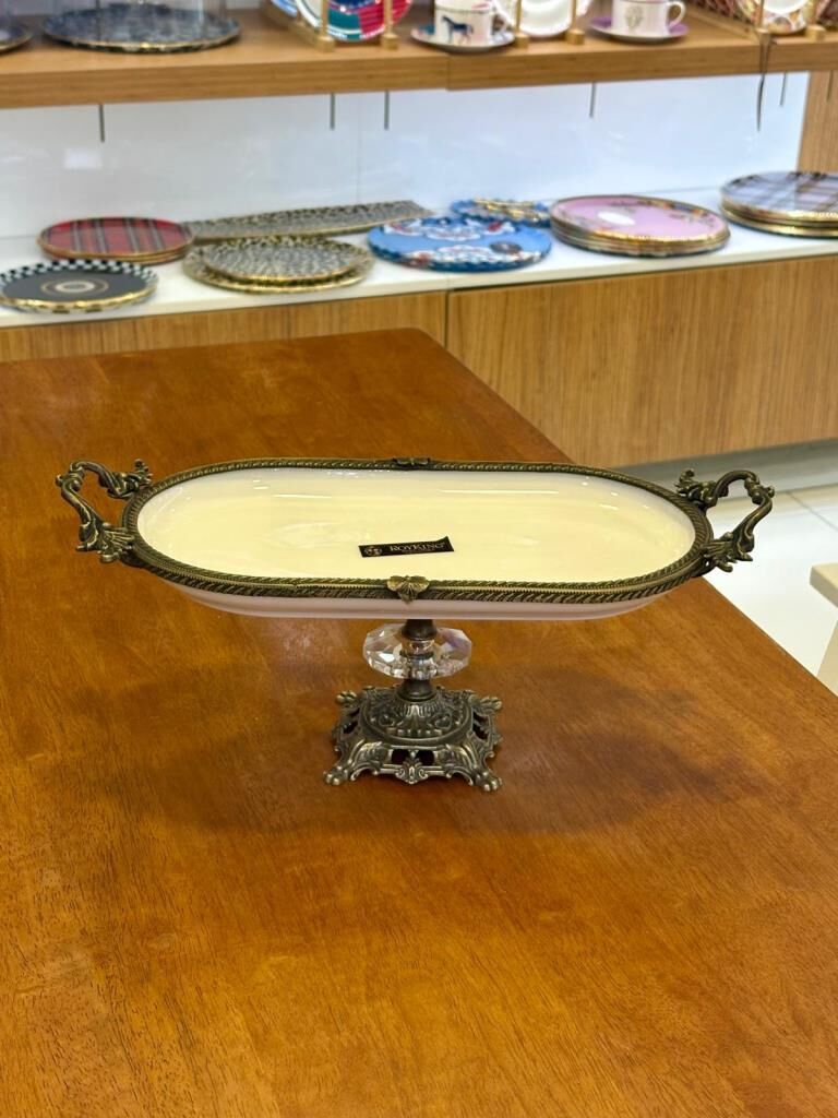 ANTİK AYAKLI OVAL SUNUM TABAK 33X21CM