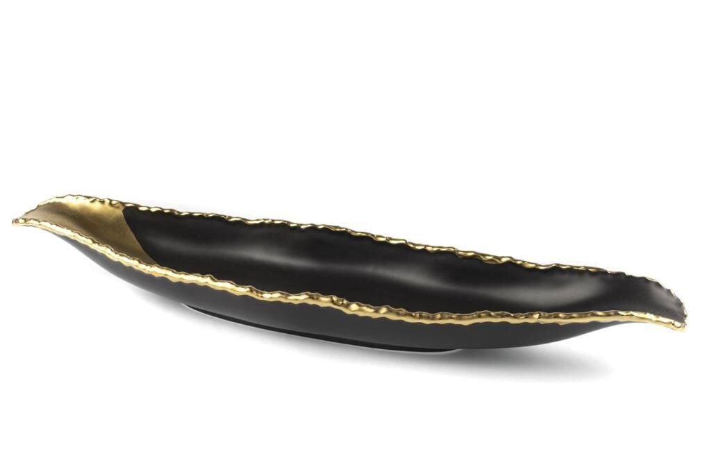 SİYAH GOLD PORSELEN UZUN SERVİS TABAK 50X11X5CM