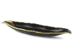 SİYAH GOLD PORSELEN UZUN SERVİS TABAK 50X11X5CM