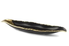 SİYAH GOLD PORSELEN UZUN SERVİS TABAK 50X11X5CM