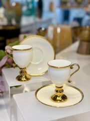 PRUNE KREM GÜMÜŞ 2 KİŞİLİK TÜRK KAHVESİ FİNCANI