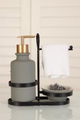 GRİ SIVI SABUNLUK SET MODEL2