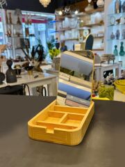 BAMBU AYNALI MAKYAJ KUTUSU/ORGANİZER 25X14X3,5CM