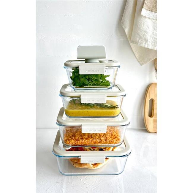 FİKA GLACE VAKUMLU CAM SAKLAMA KABI SETİ BEJ 5 PARÇA