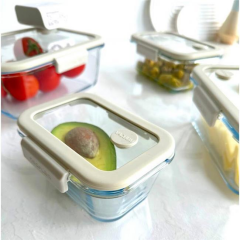 FİKA GLACE VAKUMLU CAM SAKLAMA KABI SETİ BEJ 5 PARÇA