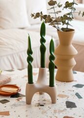 BURDGU 3'LÜ ŞAMDAN MUM KHAKİ 25CM