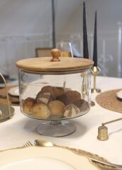 MADERA AYAKLI KURABİYE KAVANOZU 24X20X20CM