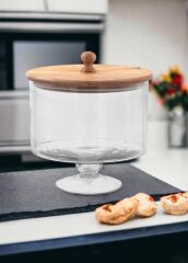 MADERA AYAKLI KURABİYE KAVANOZU 24X20X20CM