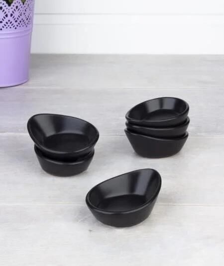 MAT SİYAH 6'LI MİNİ SOSLUK/LOKUMLUK 8CM