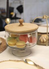 MADERA AYAKLI KURABİYE KAVANOZU 18X17X17CM