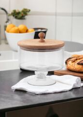 MADERA AYAKLI KURABİYE KAVANOZU 18X17X17CM