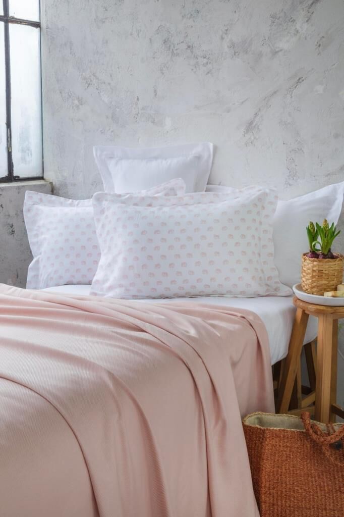 OLIVER PEMBE BAMBU ÇİFT KİŞİLİK PİKE SETİ