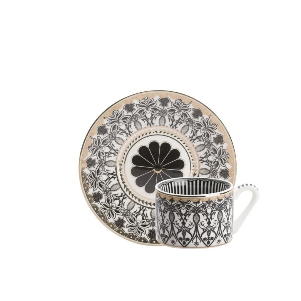 SİYAH DESENLİ TEK KİŞİLİK TÜRK KAHVESİ FİNCANI