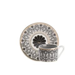 SİYAH DESENLİ TEK KİŞİLİK TÜRK KAHVESİ FİNCANI