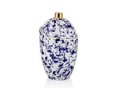 DALMATIEN MAVİ ALTIN ASİMETRİK VAZO 28CM