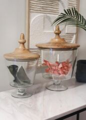 MADERA AYAKLI KURABİYE KAVANOZU 36X26X25CM