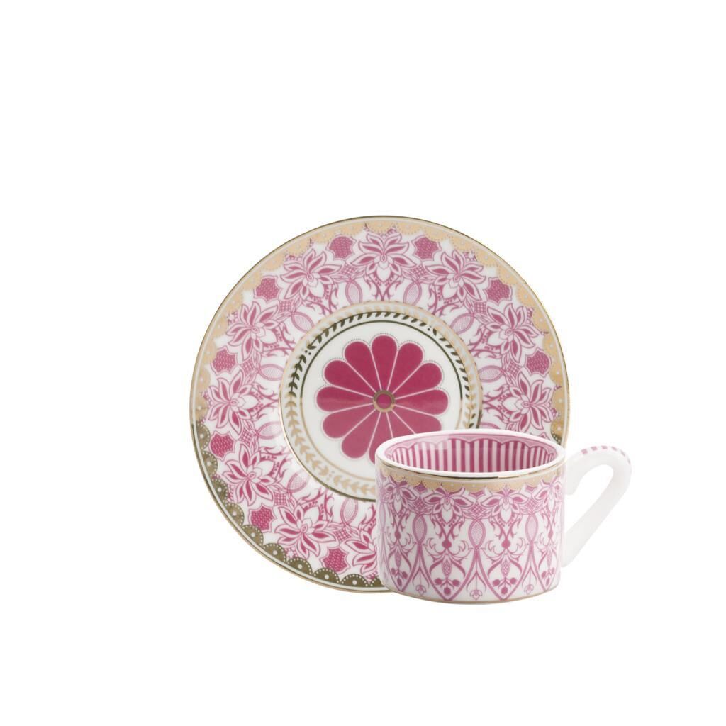 PEMBE DESENLİ TEK KİŞİLİK TÜRK KAHVESİ FİNCANI